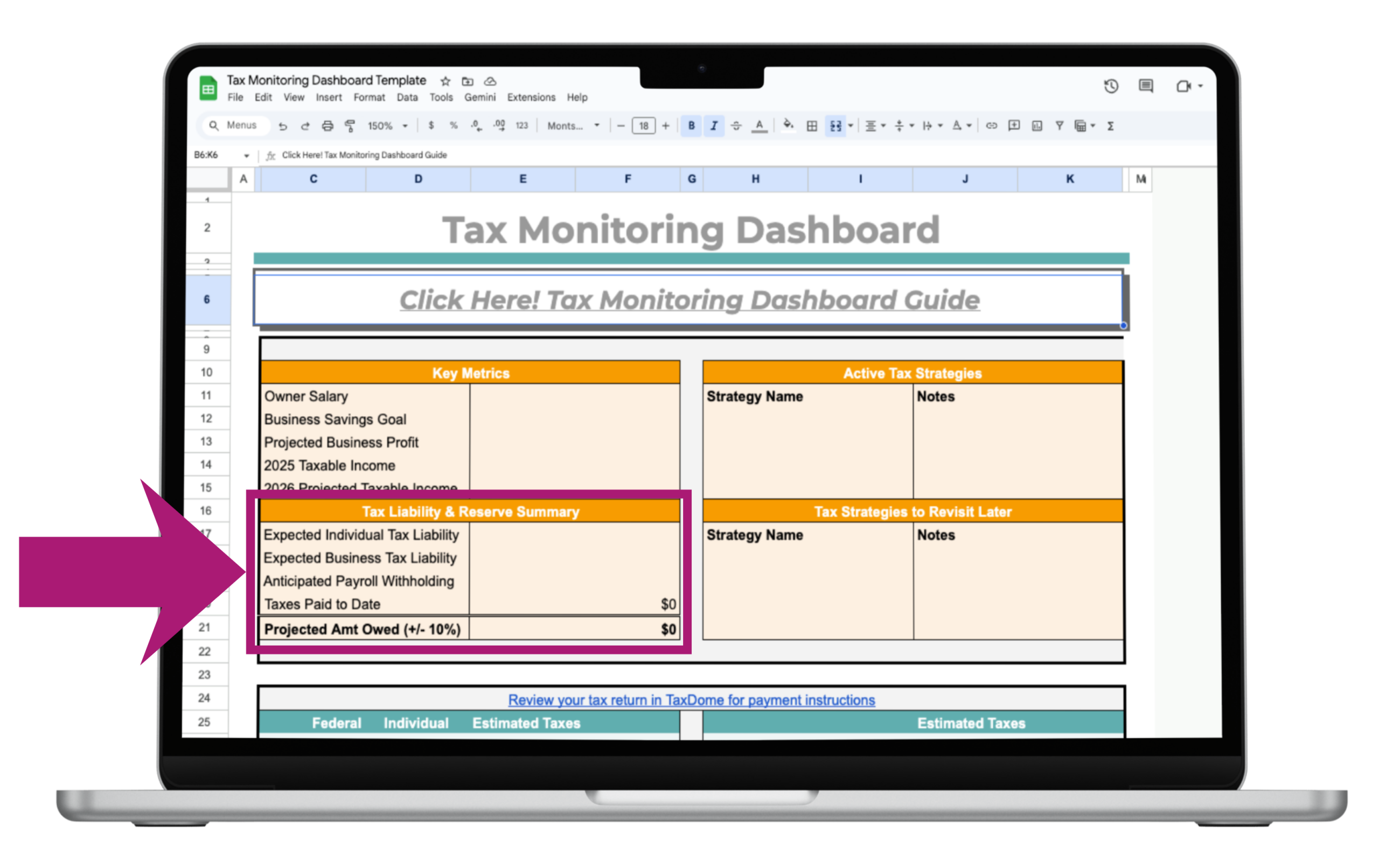 Tax Liability and Reserve - Tax Dashboard