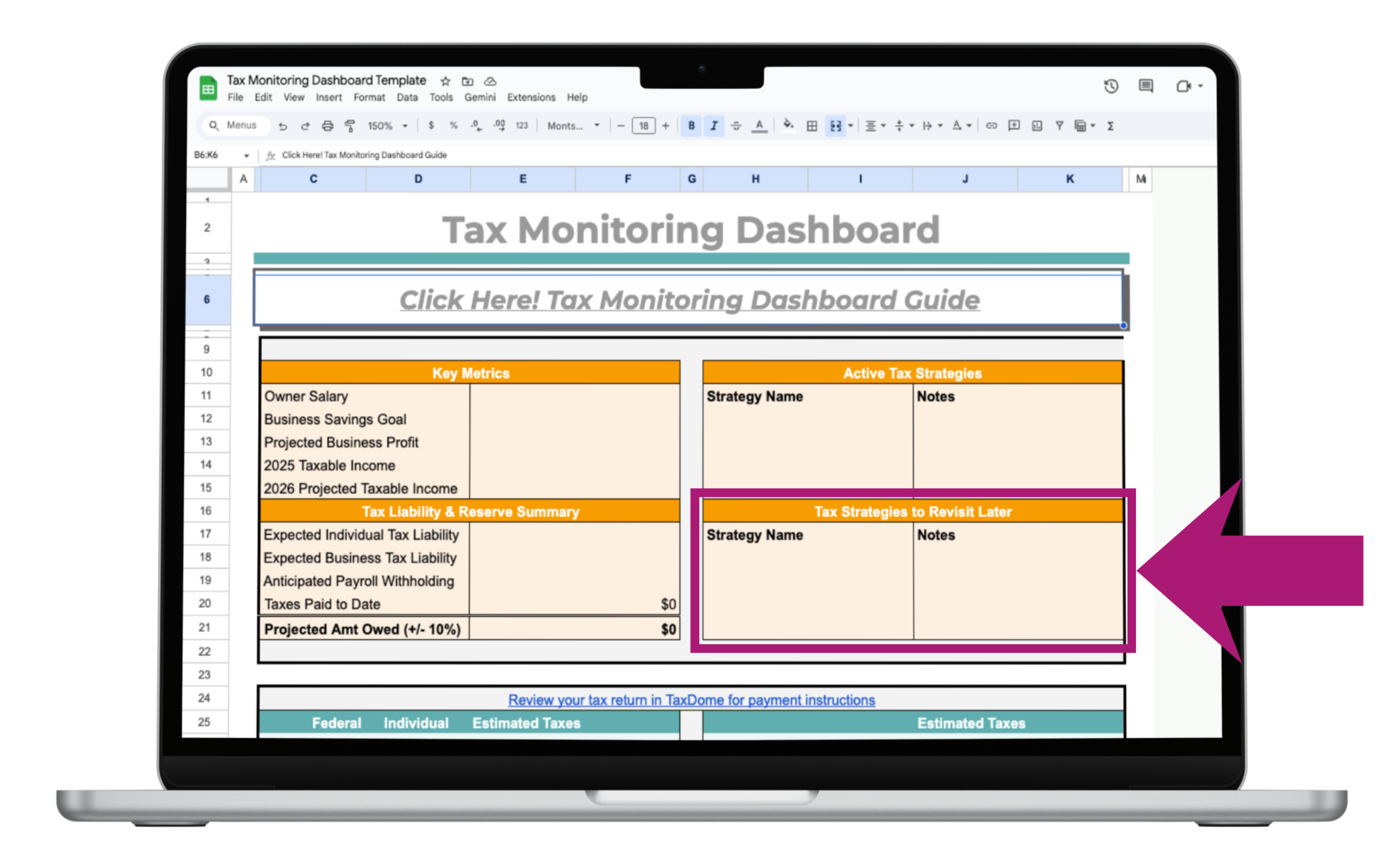 Tax Strategies to Revisit - Tax Dashboard